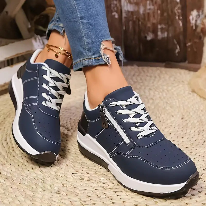 Oxford Lace Up Women - 여성용 사이드 지퍼 플랫폼 스니커즈 레이스업