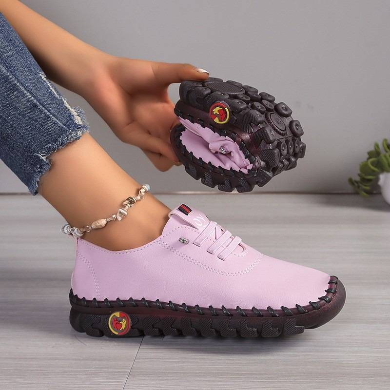 Oxford Lace Up Women - 여성용 가죽 캐주얼 슈즈, 끈으로 묶는