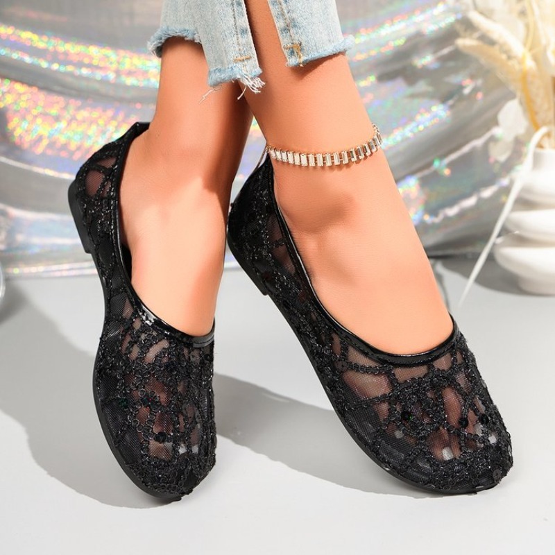 새로운 메쉬 소재의 편안한 라운드 토 스팽글 캐주얼 얕 - Women'S Shoes Clogs 리뷰 및 가격